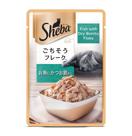 Sheba Fish With Dry Bonito Flakes Pouch Cat Food 35g pack of 12